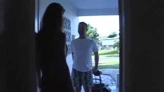 Smoking Hot MILF gives Lucky Lawnboy great Blow Job and Hard Fuck as he Fingers her Asshole