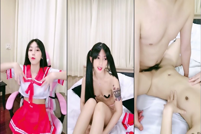 长发飘飘学生制服清纯小妹 满背纹身视觉反差 扎起双马尾吸吮大屌 主动骑乘爆插小穴 操的啊啊直浪叫