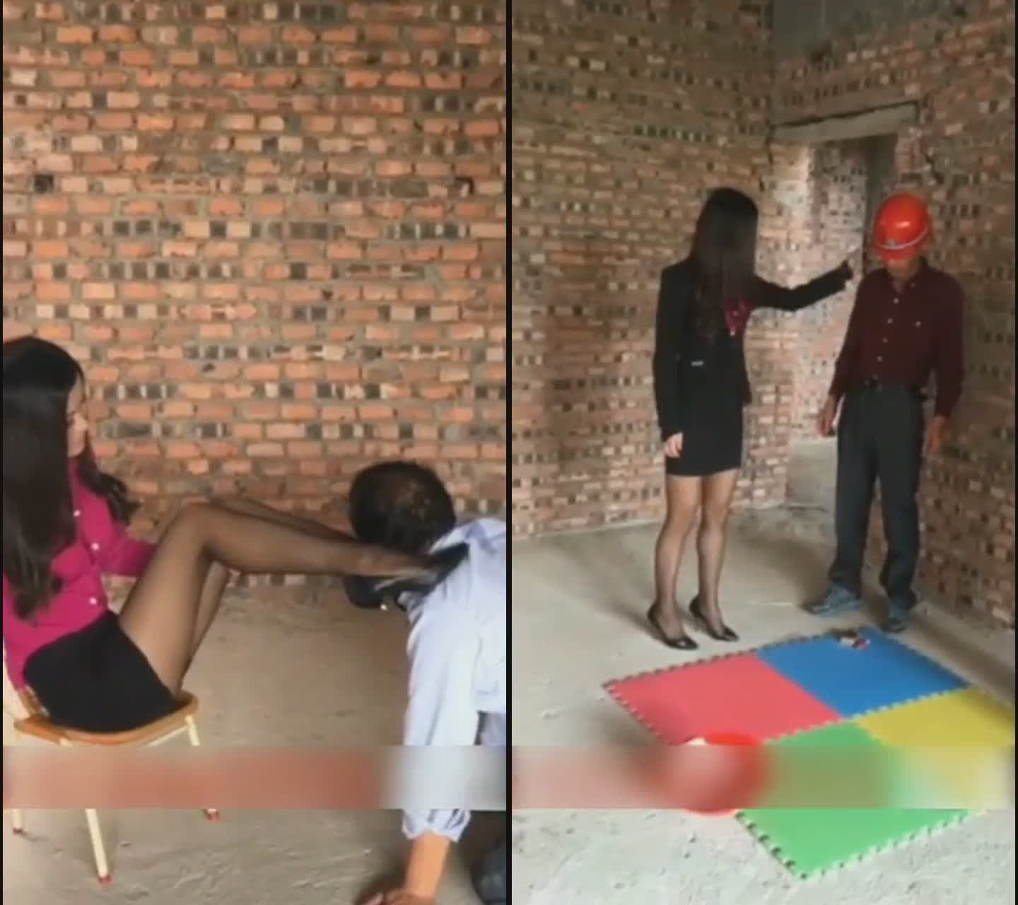 风骚老板娘烂尾楼强迫农民工舔B喝尿